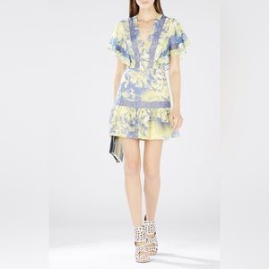BCBGMAXAZRIA KARIAN V-NECK PLUTTER-SLEEVE DRESS